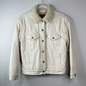 Levi’s Sherpa lined Classic Trucker Denim Jacket Off White Size Small